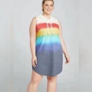 Livi Active by Lane Bryant sleeveless hooded tie-dye dress